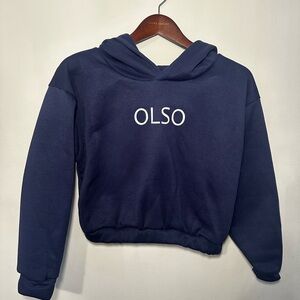 SHEIN Navy Blue Hoodie with OLSO Print